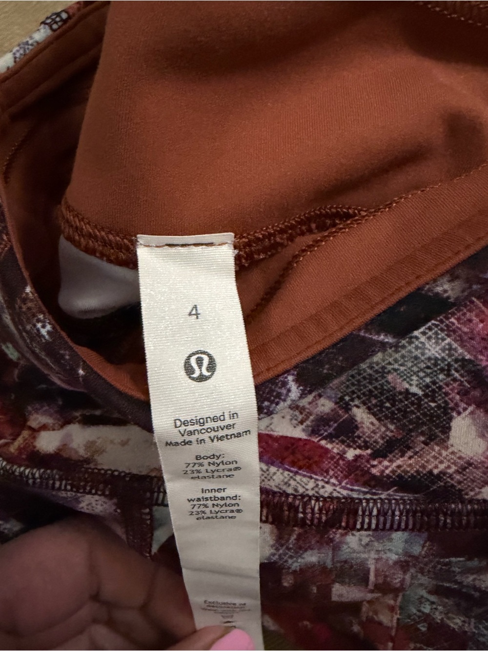 Lululemon Abstract Multicolor Print Leggings Size 4 High Rise